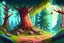 Placeholder: cartoon magic forest landscape realistic cartoon style