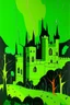 Placeholder: A lime green castle in a plasmatic thunderstorm painted by Stuart Davis