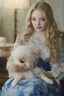 Placeholder: blue, large, Amanda Seyfried, blonde, floral designs, atmospheric, beautiful, China Doll, Lap dog,