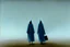 Placeholder: two people without gender seen from behind walking side by side in an empty foggy plain, above there is blue sky by artist "Leonora Carrington",by artist "Christian Schloe"