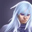 Placeholder: Female Air Genasi Monk with light blue skin, flowing white hair, grey eyes, and calm facial expression