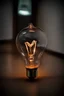 Placeholder: a incandescent light bulb lies on the floor, the filament is shaped like a heart, (the glass bulb surrounding the filament is cracked and broken)