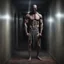 Placeholder: Hyper Realistic muscular headless man & standing in a haunted hallway at night