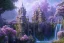 Placeholder: a fairy tale style, with anda indigo castle，waterfall, flowering trees, full of details, matte painting, concept art, smooth, bright sunshine，soft light atmosphere, blender unreal engine，light effect，rtx on，vaporwave colorful, artstation, concept art, smooth, extremely sharp detail, finely tuned detail, ultra high definition, 8 k, unreal engine 5, ultra sharp focus, illustration, magic ambient,