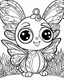 Placeholder: Cute butterflies, big cute eyes, pixar style, simple outline and shapes, coloring page black and white comic book flat vector, white background