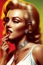 Placeholder: Marilyn Monroe, smokes a cigarette, cyberpunk2077, photorealistic illustration, 4k