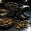 Placeholder: szakalak with chips lays and cyperpunk gun