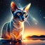 Placeholder: lora:Double Exposure Flux:1.0> A Oriental shorthair Siamese cat Against stars background Hyperealistic bioluminescent double exposure of Intricate Elaborate Double Exposure :: transparent cthulhu :: white background :: sunset+technology+memories inside double exposure art :: transparent layers by Photoshop Layers :: post processed double exposure art :: inspired by Surrealism+Pointillism+Double exposure art