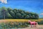 Placeholder: Big pink plastic toy horse.19th painting