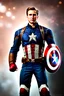 Placeholder: A real realistic picture of Captain America, white skin, medium nose, medium hazel eyes, wavy hair, pink cheeks, full eyebrows, long eyelashes, round face, full lips, smiling face ،A real, realistic picture of a beautiful twenty-year-old carrying a feather, real, realistic, many colors ، The picture is very detailed, as if you could reach out and connect with the two worlds. The paintings are very detailed