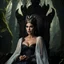 Placeholder: Morena Baccarin as a beautiful sexy dark elf queen seated elegantly on a throne in a mystical forest, dark celtic vignette frame, photo-realistic, cinematic lighting, award-winning photography