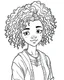 Placeholder: outline art for African american girlcoloring page, Japanese manga style, cartoon style, cute face, white background sketch style, full body is a must, only use outline, clean line art, no shadow, bold outline