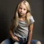 Placeholder: pretty girl, aged 10, blonde, conventionally attractive, dreamy, jeans, tight top