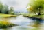Placeholder: River scene in wet watercolour