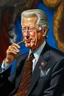 Placeholder: President Bill Clinton painted as a drag queen smoking a cigar made from worms