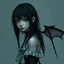 Placeholder: a pretty girl, skinny, dark hair, gothic clothes, dark fantasy, pale, stylised, young,