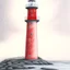 Placeholder: A pastel pencil drawing of the red lighthouse Andenes Lighthouse in Norway