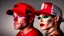 Placeholder: many men wearing red trucker hats enjoy the drag queens that tell stories to children