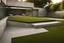 Placeholder: fill composition bottom half finely groomed grass, top half is a flawless seamless single piece concrete slab, divided at small angle,