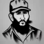 Placeholder: Fidel Castro dibujo anime blanco y negro