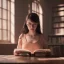 Placeholder: studying girl in library, ultra detail, curl hair, realistic photo, unreal engine, cinematic lighting --ar 1:1 creative