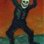 Placeholder: a skeleton dancing by van gogh