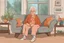 Placeholder: digital drawing of a Grandma sitting at her house ( sofa )
