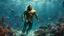 Placeholder: hyperrealistic 4k, seas from the movie aquaman, a lot of plots, and creature, sea animal, underwater