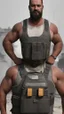 Placeholder: full figure shot photography of two turkish dirty burly construction workers chubby sweat 55 years old in tank top, safety vest, manly chest ,in queue on a sidewalk,, photorealistic, sunlight, summer, ambient occlusion