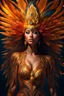 Placeholder: acid lighting, from below, hyperdetailed, hyper realistic, epic action full body portrait Incredible beautiful of Firebird girl with the merger between gold and fire, hypnotic opinion, fractal hair and feathers, detailed face | DamShelma | Bayard Wu, Ognjen Sporin, Yann Dalon, Toni Infante, Amr Elshamy, Viktor Miller-Gausa inquisitive soul | inspiration | gold colors, intricate detailing, surrealism, fractal details, enigmatic flirty smile, view from back, dressed in complex chaotic diamond outf