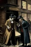 Placeholder: atoms playing detective at a homicide scene in 18th century London