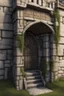 Placeholder: fantasy medieval side wall with balcony