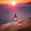 Placeholder: mystical indian boy in adoration in himalaya at sunset