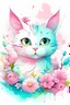 Placeholder: A hyper detailed illustration of a print of a colorful cute cat, fantasy flowers splash, vintage t-shirt design, in the style of Studio Ghibli, light white and pink pastel tetradic colors, 3D vector art, cute and quirky, fantasy art, watercolor effect, bokeh, Adobe Illustrator, hand-drawn, digital painting, low-poly, soft lighting, bird's-eye view, isometric style, retro aesthetic, focused on the character, 4K resolution, photorealistic rendering, using Cinema 4D, cinematic, 4k, epic Steven Spie