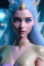 Placeholder: woman glitter blue fairy in a galactic ambiance, long blue hair, detailed gorgeous smile, delicate colors in the foreground, full of details, smooth, light effect，vaporwave colorful, smooth, extremely sharp detail, finely tuned detail, ultra high definition, 8 k, unreal engine 5, ultra sharp