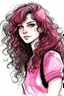 Placeholder: Drawing sketches Pretty woman Lisa Black pink With curly hair