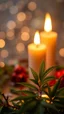 Placeholder: A very delicate New Year's composition, sparkling patterns, very delicate, iridescent bokeh. Marijuana green leaf, small blurry candles