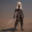 Placeholder: blonde girl in ninja outfit holding katana, unreal engine 5, octane render,cinema4d, dynamic lighting, 8k, redshift render, highly, hyperrealism ultra detailed, hyper realistic.