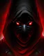 Placeholder: evils arab ninja with red light eyes and dark shadow (hidden shadow monster)