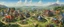 Placeholder: A busy surrealist market in a beautiful sunny countryside scene with distant hills & fields, many conjoining intricate characterful dwellings & a clock-house (designed by Esher & Dali) each with Solar Panels or small wind turbine on each roof. Many pathways & walkways, stairways & staircases, bridges, waterfalls & a waterwheel : ultra high detail, photorealistic, epic cinematic, 8K, Large depth of field