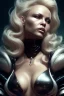 Placeholder: Pamela Anderson as evil queen in black leather, leather, busty, cleavage, angry, stern look. character design by cory loftis, fenghua zhong, ryohei hase, ismail inceoglu and ruan jia. unreal engine 5, artistic lighting, highly detailed, photorealistic, fantasy