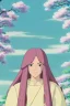 Placeholder: dream house, a beautiful woman with long pink hair, beautiful colors, very fine detail, high quality, mystical, romanticism, intricate,