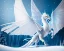 Placeholder: mdjrny-v4 style, a white dragon with fairy-like transparent glowing and sparkly wings standing in snow, full body, silver and teal background, glowing soft and smooth wings, realistic, highly detailed intricately detailed, shiny snowy background, soft studio lighting, trending on artstation, by artist "Julie Bell", by artist "Greg Rutkowski"
