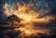 Placeholder: Create an image of a surreal sunset over tranquil lake, radiant golden sunlight streaming through dramatic clouds, lone tree at water’s edge, perfect mirror reflection, warm hues of gold, orange, and deep blue, ethereal atmosphere, cinematic lighting, ultra-detailed textures, emotional and inspirational mood, wide-angle composition