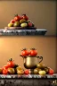 Placeholder: renaissance style still life composite by Raviolis with natural tomato, albahaca, olives, olive oil. moisture, art, natural, ornaments, marble, gold, high kitchen, smooth, gradient color background, unreal engine 5, ray tracing, RTX, lumen lighting, ultra detail, volumetric lighting, 3d.