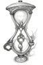 Placeholder: A sketch of a magical locket filigreed with silver in the shape of an hourglass made of bone
