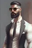 Placeholder: A man you may have in mind could be tall with a sturdy body structure and well-defined muscles, and he may have white skin. He could have short hair and a thick beard, with sharp and attractive facial features. It's possible that he wears formal clothes and decorates them with accessories like watches and sunglasses