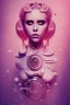 Placeholder: Danish singer MØ face,Abstract steampunk, pink tones,