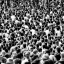 Placeholder: full colour man in black and white crowd,