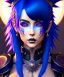 Placeholder: miqo'te character, wild blue hair, ominous, facepaint, waist up portrait, intricate, oil on canvas, masterpiece, expert, insanely detailed, 8k resolution, retroanime style, cute big circular reflective eyes, cinematic smooth, intricate detail, soft smooth lighting, soft pastel colors, painted Renaissance style